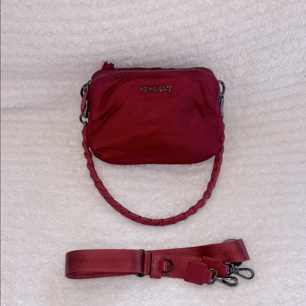 EUC MZ Wallace Bowery Red Crossbody Bag with Gun Metal Hardware